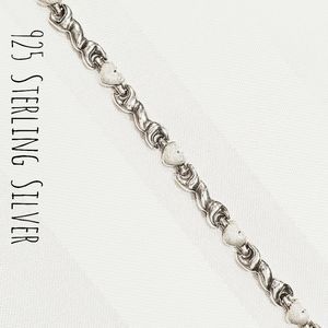 Heart Wave Link Bracelet 925 Sterling Silver brushed polished mix 7"